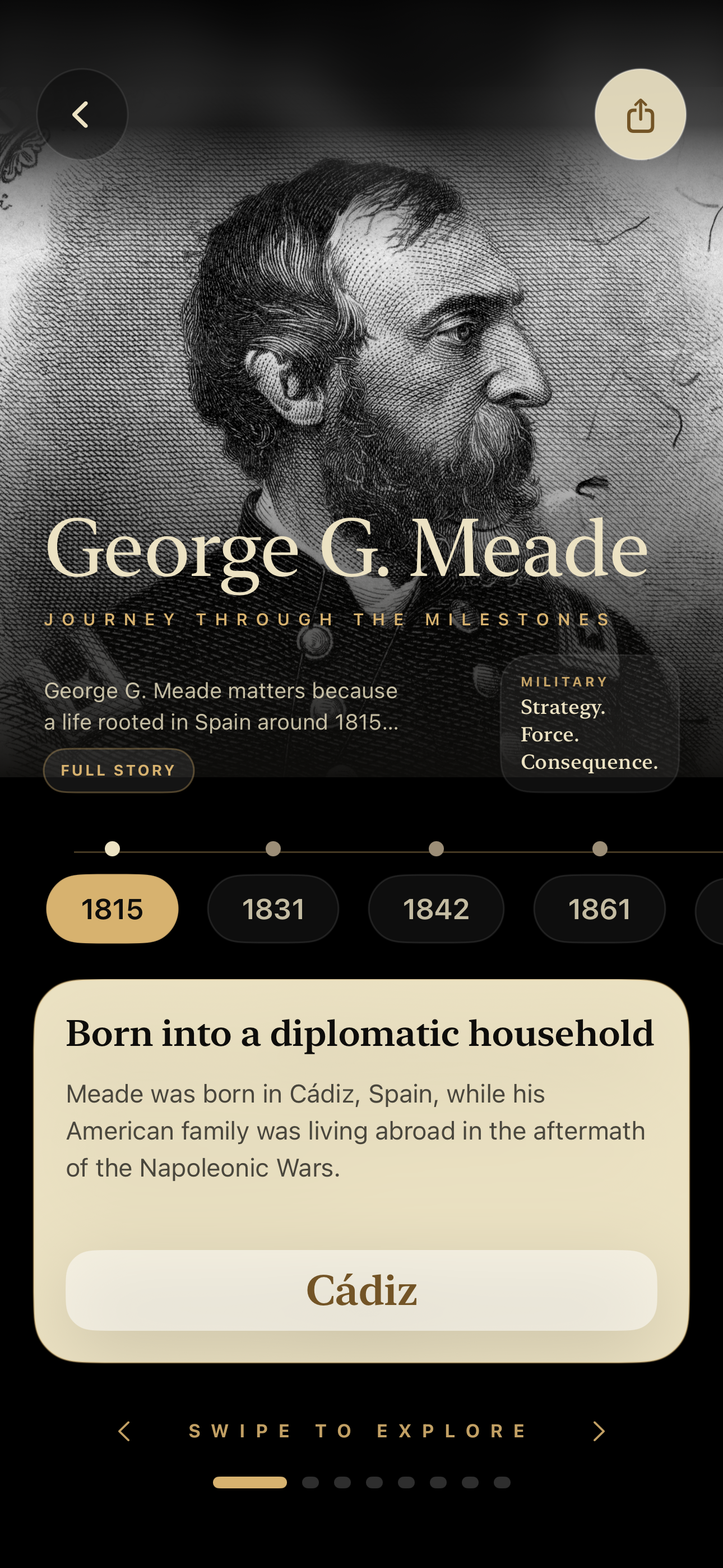 HistoryQ editorial story screen